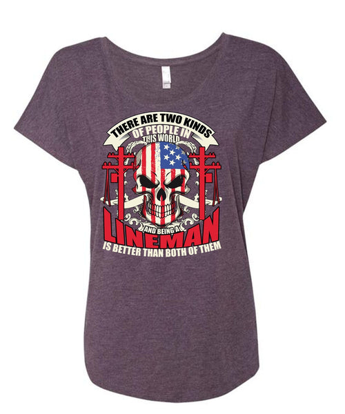 Being A Lineman T Shirt, I Love Lineman T Shirt, Cool Shirt (Ladies' Triblend Dolman Sleeve)