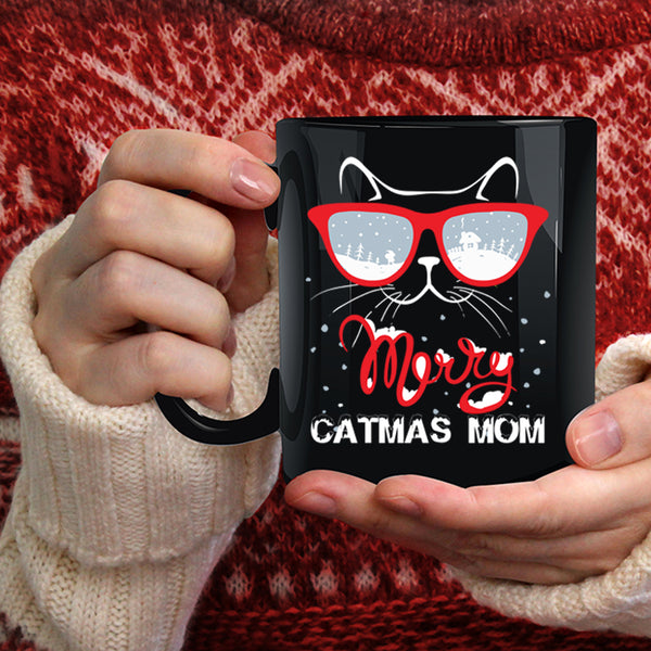 Merry Catmas Mom Coffee Mug, Noel Christmas Coffee Cup