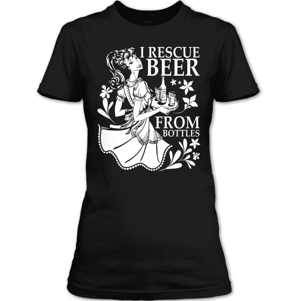 I Rescue Beer From Bottles T Shirt, Coolest Beer Drinker T Shirt