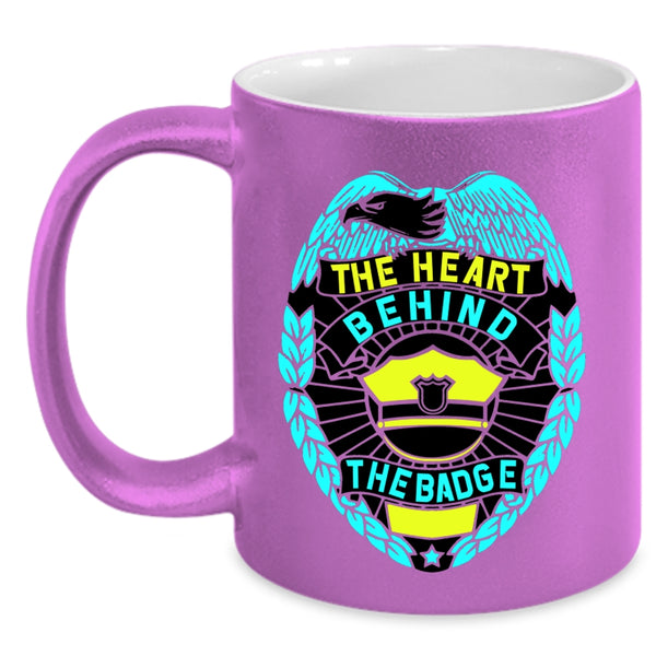 Cool Police Officer Coffee Mug, The Heart Behind The Badge Accent Mug