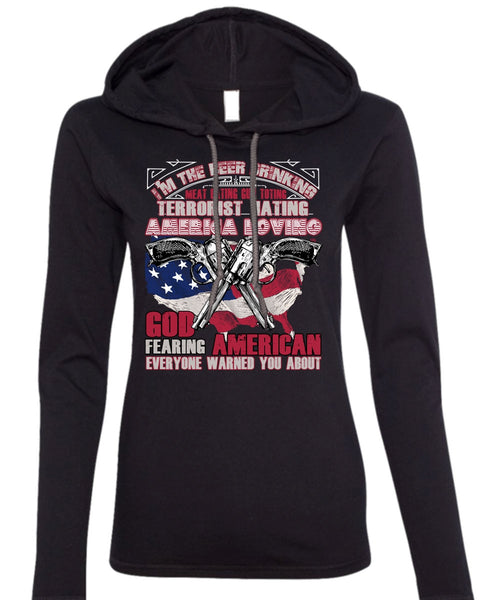 God Fearing American T Shirt, Being A Veteran T Shirt (Anvil Ladies Ringspun Hooded)
