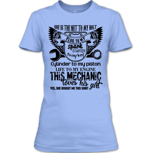 She Is The Nut To My Bolt T Shirt, Coolest Mechanic Husband T Shirt