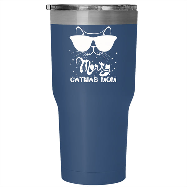 Merry Catmas Mom Tumbler 30 oz Stainless Steel, Noel Christmas Travel Mug