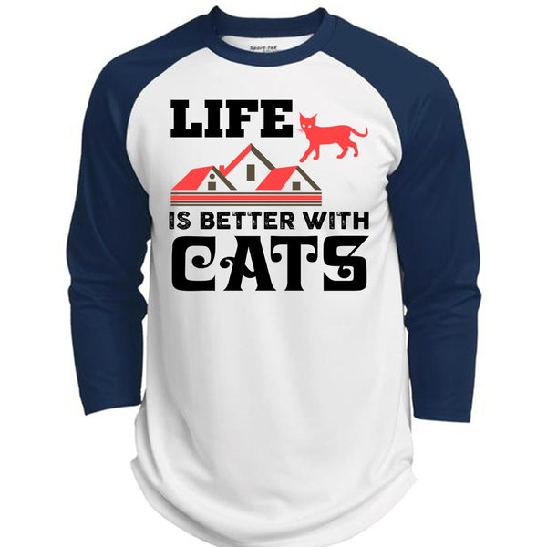 Life Is Better With Cats T Shirt, Home T Shirt, Favorite T Shirt  (Polyester Game Baseball Jersey)