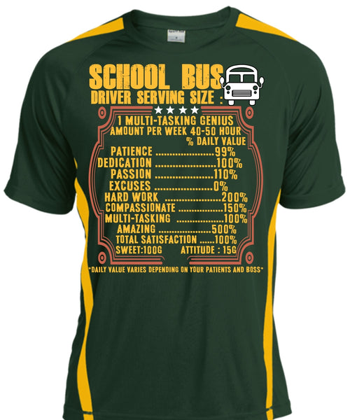 School Bus Driver Serving Size T Shirt, Being A Bus Driver T Shirt, Cool Shirt