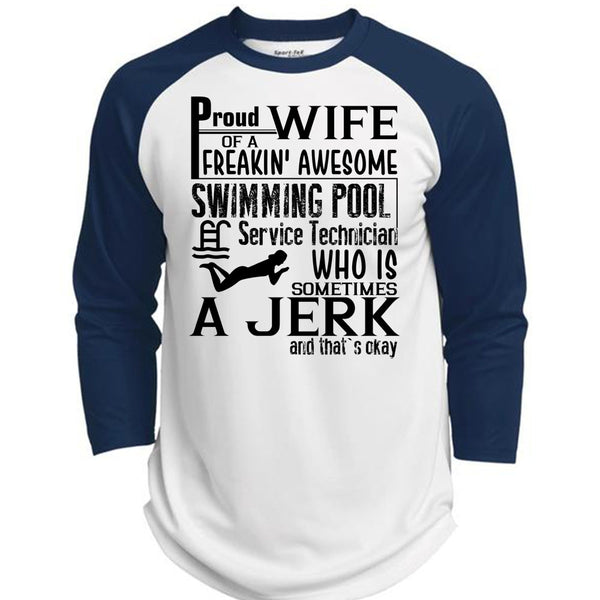 Proud Wife Of A Freaking Awesome Swimming T Shirt, I Love Swimmer T Shirt, Awesome T-Shirts  (Polyester Game Baseball Jersey)