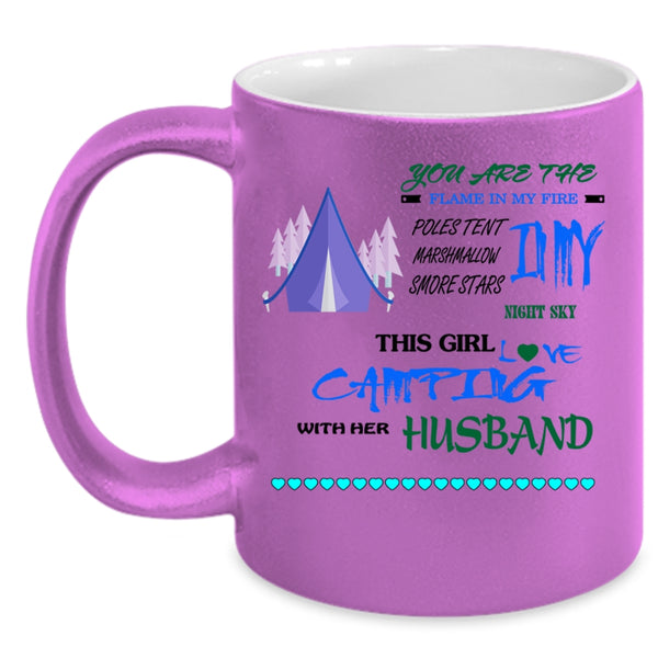 Funny Camping Coffee Mug, This Girl Loves Camping With Her Husband Accent Mug