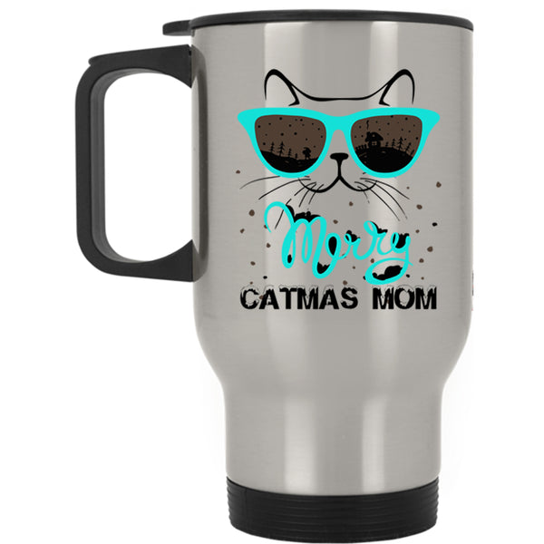 Noel Christmas Travel Mug, Merry Catmas Mom Mug