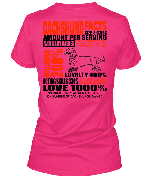 Dachshund Facts T Shirt, I Love Dachshund T Shirt