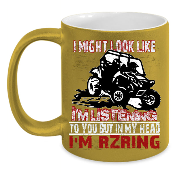 In My Head I'm Rzring Coffee Mug, Cool Dirty Track Racing Coffee Cup