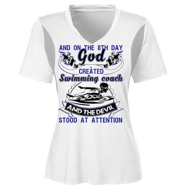 God Created Swimming Coach T Shirt, I Love Swimming T Shirt, Awesome T-Shirts