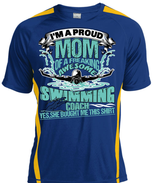 I'm A Proud Mom T Shirt, Awesome Swimming Coach T Shirt, Cool Shirt