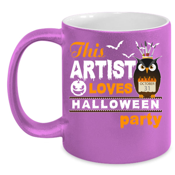 This Artist Loves Halloween Party Coffee Mug, Cool Owl Coffee Cup