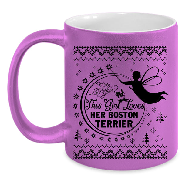 Cute Girls Coffee Mug, This Girl Loves Her Boston Terrier Accent Mug