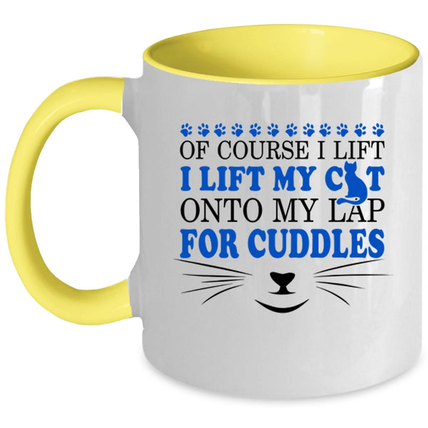 Lovely Cats Coffee Mug, I Lift My Cat Onto My Lap Accent Mug