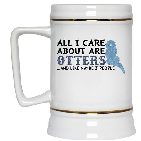 Cute Animals Beer Stein 22oz, All I Care About Are Otters Beer Mug