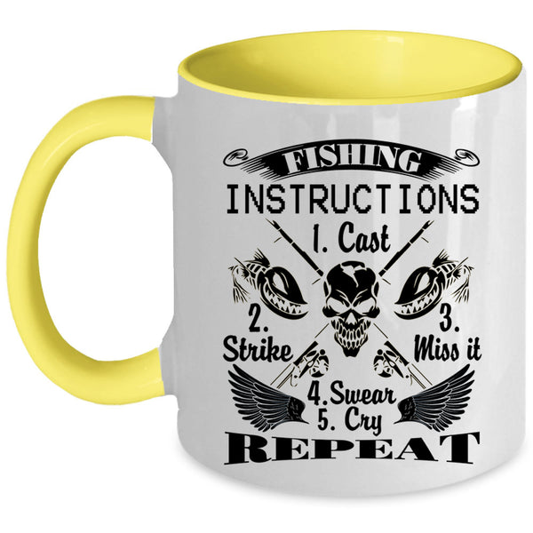 Cool Fisher Coffee Mug, Fishing Instructions Accent Mug