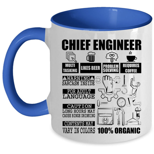 Cool Gift For Engineers Coffee Mug, Chief Engineer Accent Mug