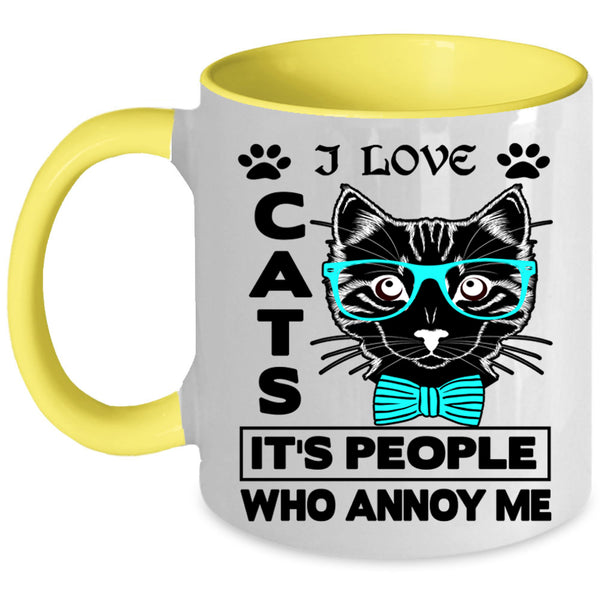 Cute Gift For Cat Lovers Coffee Mug, I Love Cats Accent Mug