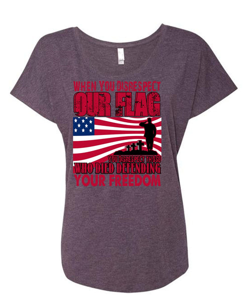Defending Your Freedom T Shirt, Being A Veteran T Shirt, Cool Shirt (Ladies' Triblend Dolman Sleeve)