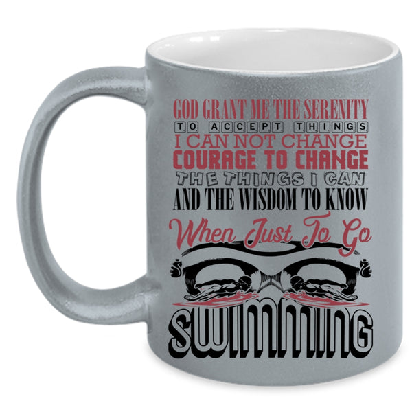 Funny Swimming Coffee Mug, Just To Go Swimming Accent Mug