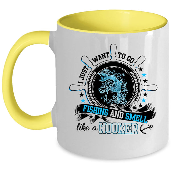 Funny Fisher Coffee Mug, I Just Want To Go Fishing Accent Mug
