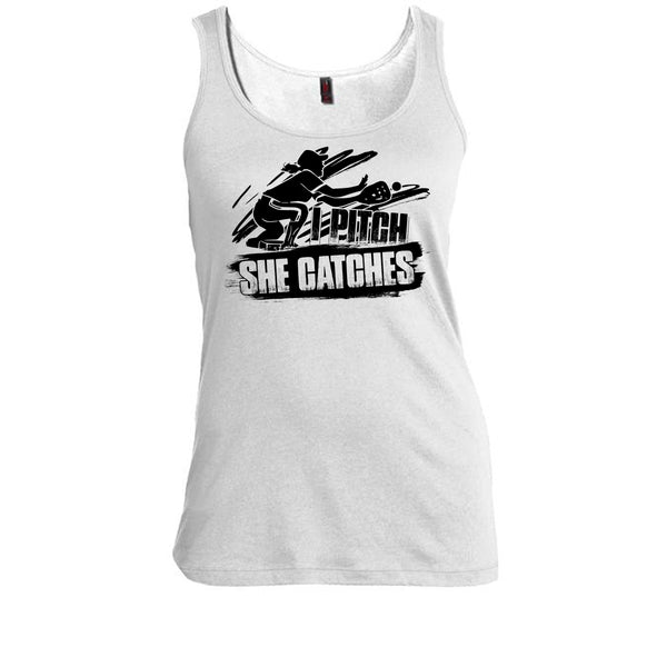I Pitch She Catches T Shirt, Gift For Baseball Player Tank Top