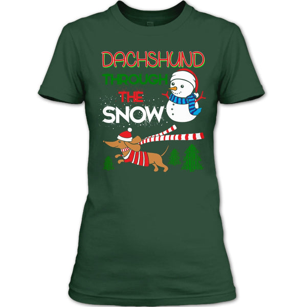 Dachshund Through The Snow T Shirt, Coolest Merry Christmas T Shirt