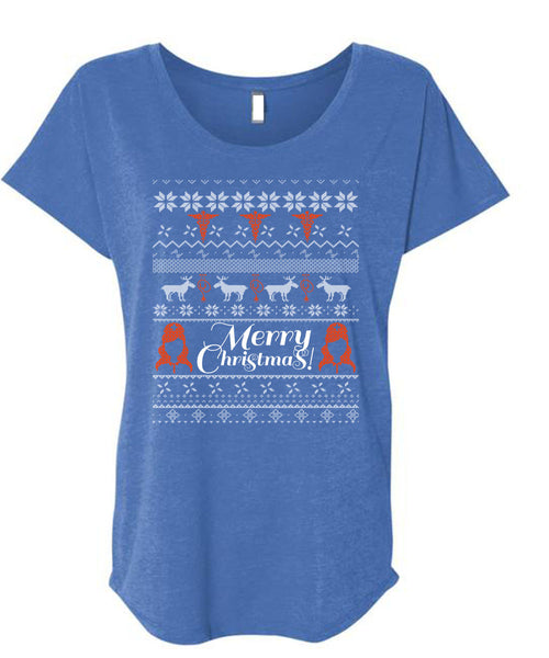 Merry Christmas T Shirt, Funny Winter T Shirt, Cool Shirt (Ladies' Triblend Dolman Sleeve)