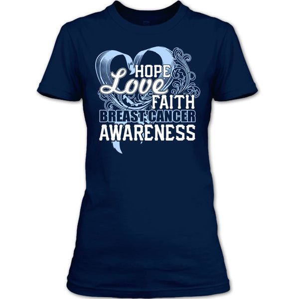 Hope Love Faith T Shirt, Breast Cancer Awareness T Shirt