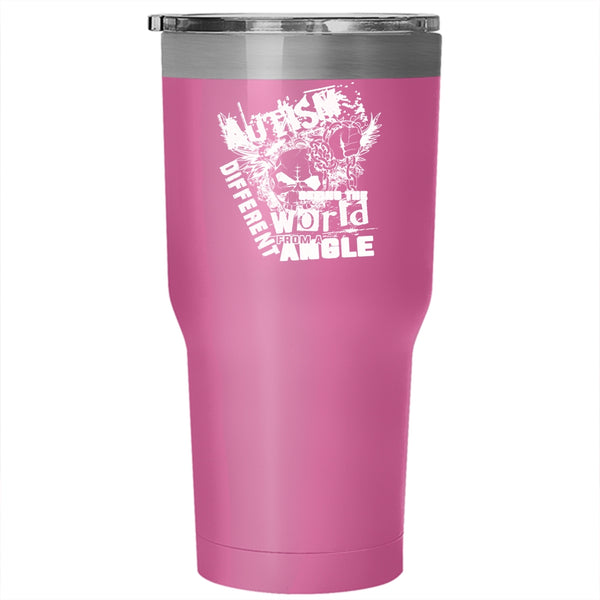 Autism Seeing The World From A Different Angle Tumbler 30 oz Stainless Steel, Funny Travel Mug