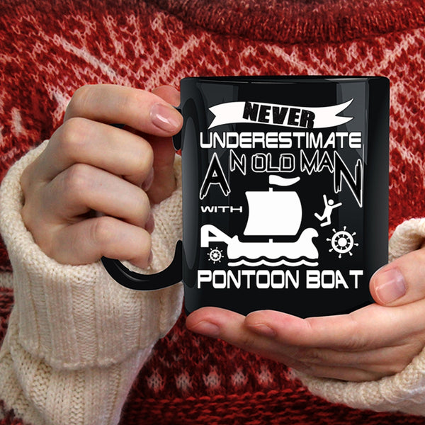 An Old Man With Pontoon Boat Coffee Mug, Funny Pontoon Coffee Cup