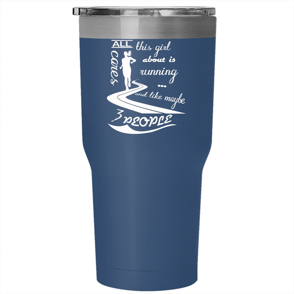 All This Girl Cares About Is Running Tumbler 30 oz Stainless Steel, Funny Running Travel Mug