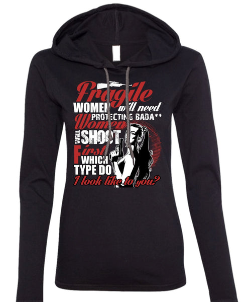 Women Will Shoot T Shirt, Being A Gunner T Shirt (Anvil Ladies Ringspun Hooded)