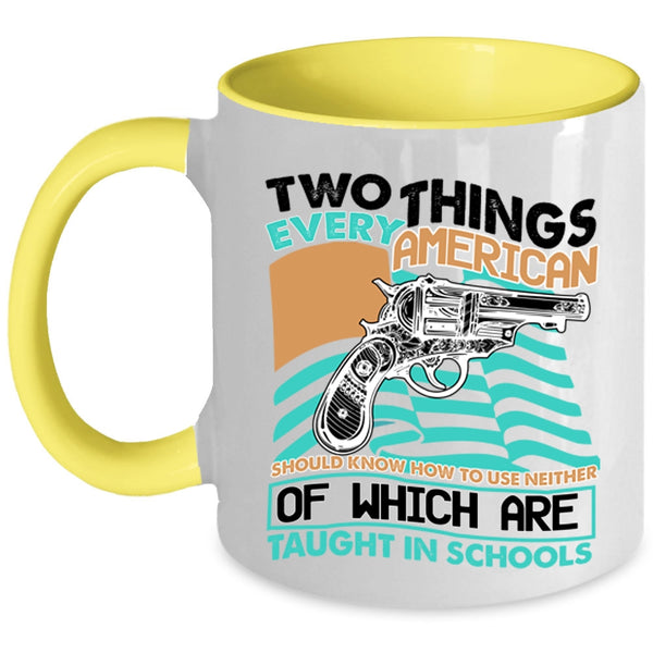 Cool American Flag Coffee Mug, Two Things Every American Accent Mug