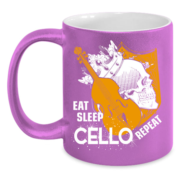 Eat Sleep Cello Repeat Coffee Mug, Cool Cello Player Coffee Cup