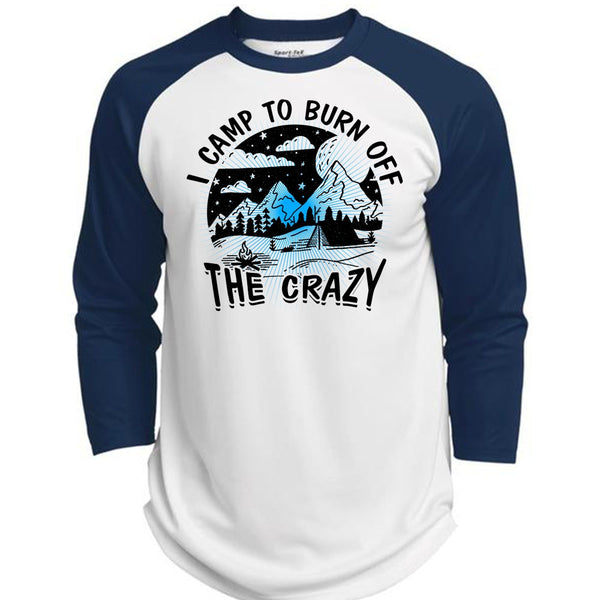 I Camp To Burn Off The Crazy T Shirt, I Love Camping T Shirt, Awesome T-Shirts  (Polyester Game Baseball Jersey)