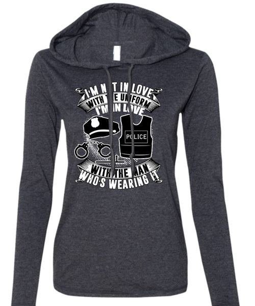 I'm In Love Police With The Man T Shirt, I'm Not In Love T Shirt (Anvil Ladies Ringspun Hooded)