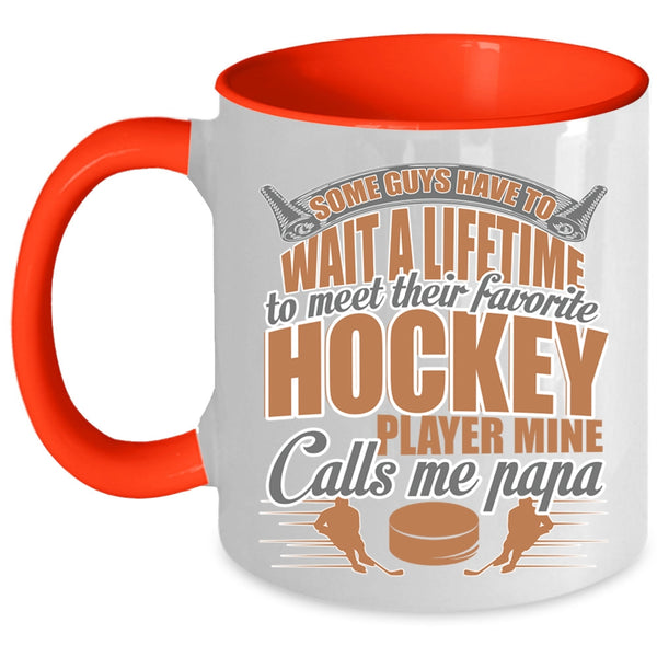 Mine Calls Me Papa Coffee Mug, Favorite Hockey Player Accent Mug