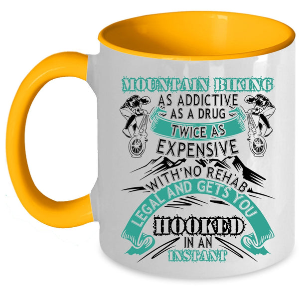 Funny Mountain Bikers Coffee Mug, Mountain Biking As Addictive Accent Mug
