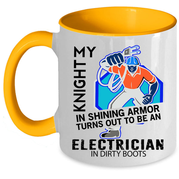 Cool Job Coffee Mug, To Be An Electrician In Dirty Boots Accent Mug