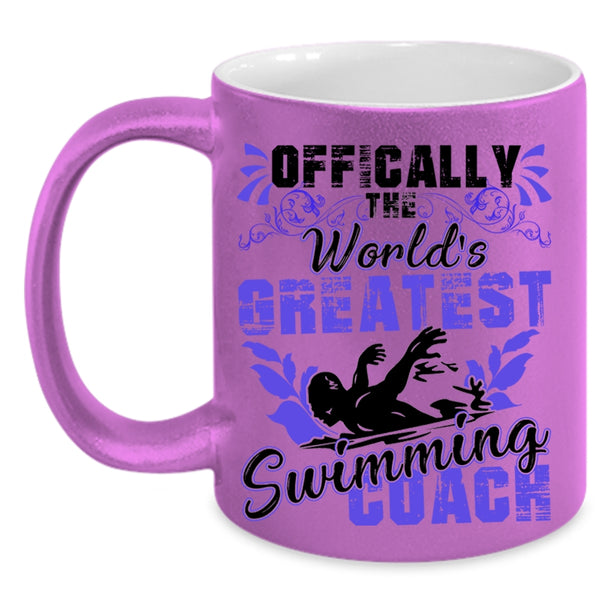 Cute Swimming Coach Coffee Mug, The World's Greatest Swimming Coach Accent Mug