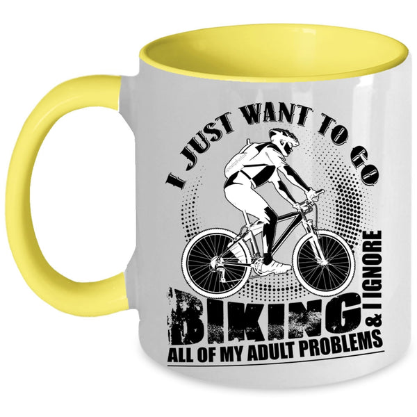 I Ignore All Of My Adult Problems Coffee Mug, I Just Want To Go Biking Accent Mug