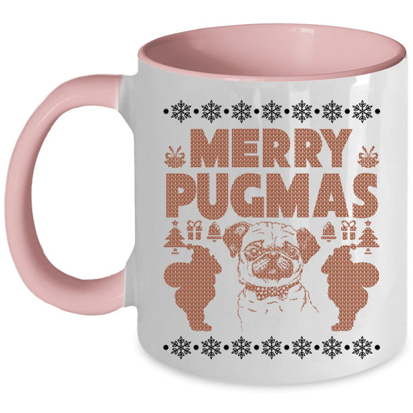 Christmas Gift For Pug Lover Coffee Mug, Merry Pugmas Accent Mug