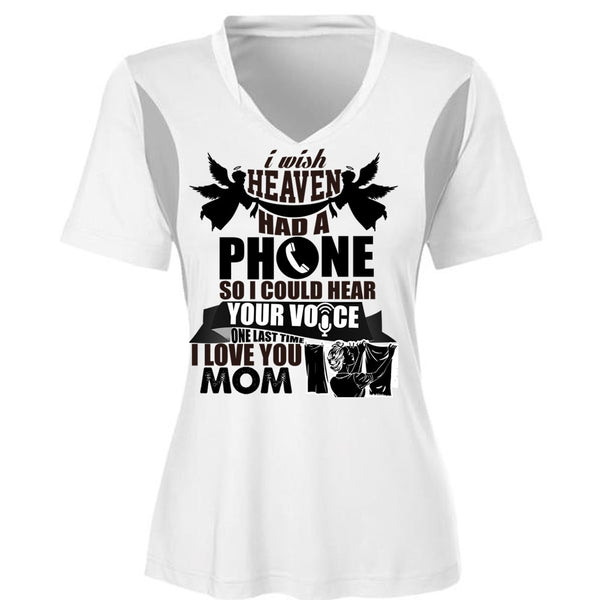 I Wish Heaven Had A Phone T Shirt, I Love You Mom T Shirt, Cool Shirt (Ladies LS Heather V-Neck)