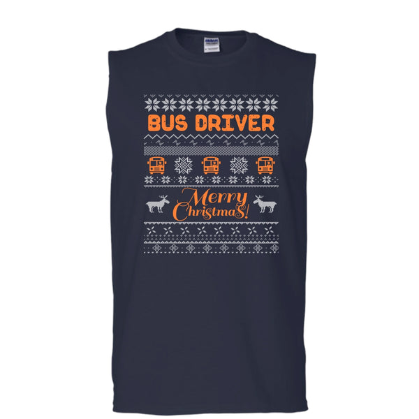 Bus Driver Merry Christmas T Shirt, Coolest Bus Driver T Shirt, Cool T Shirt (Men's Cotton Sleeveless)