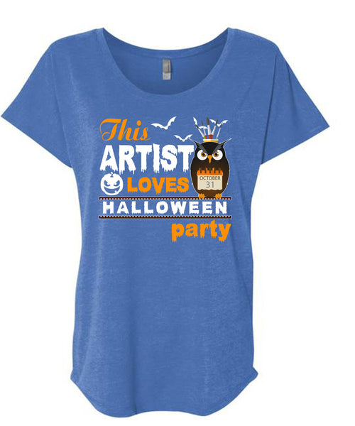 This Artist Loves Halloween Party T Shirt, I Love You Pumpkin T Shirt, Cool Shirt (Ladies' Triblend Dolman Sleeve)