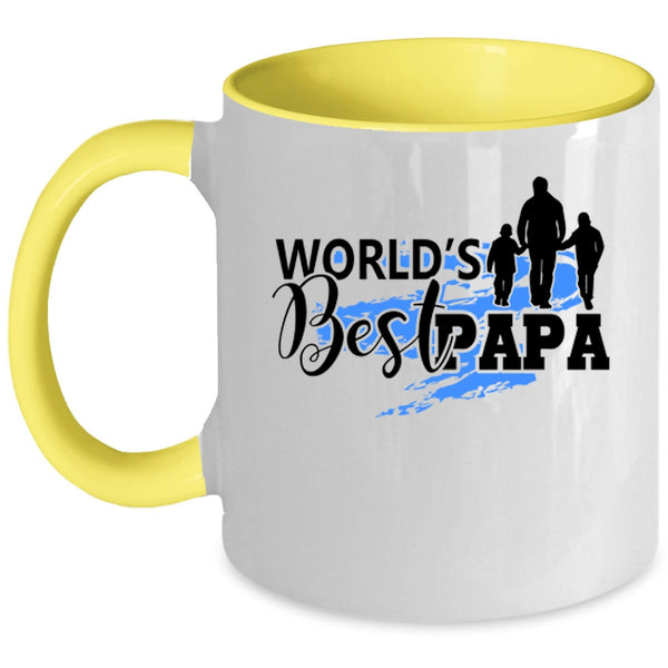 Cool Gift For Dad Coffee Mug, World's Best Papa Accent Mug