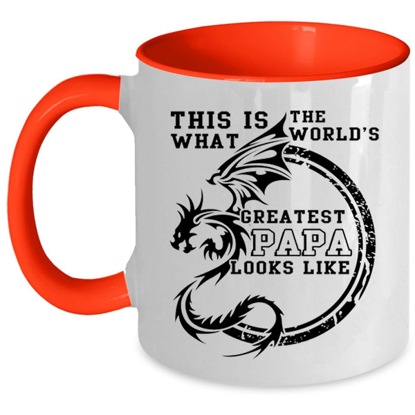 Cool Papa Coffee Mug, What The World's Greatest Papa Looks Like Accent Mug