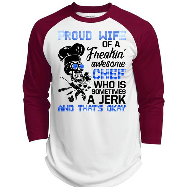 Proud Wife Of A Freaking Awesome Chef T Shirt, I Love Cooking T Shirt, Awesome T-Shirts  (Polyester Game Baseball Jersey)